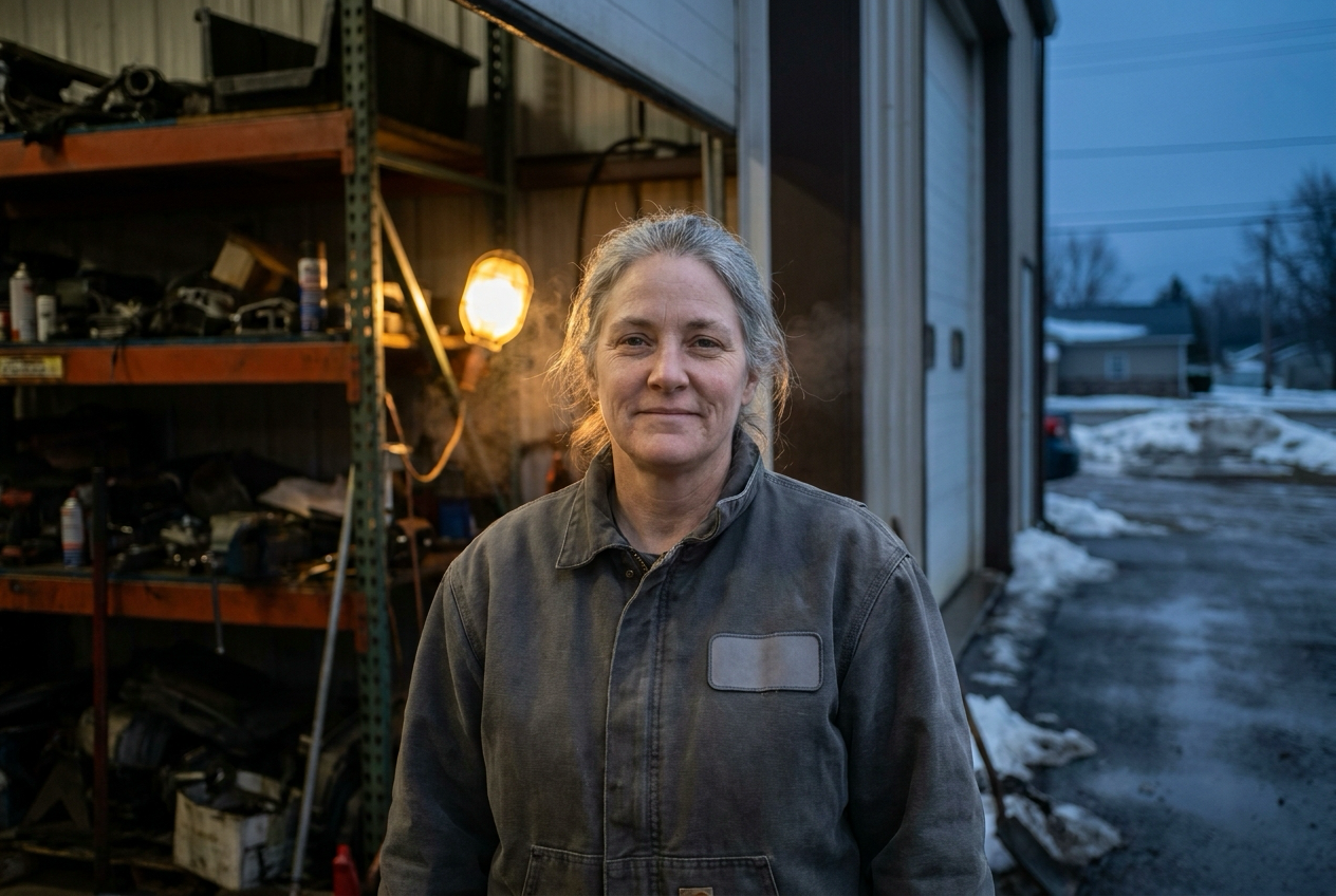 Representative photography from the About page — technician portrait