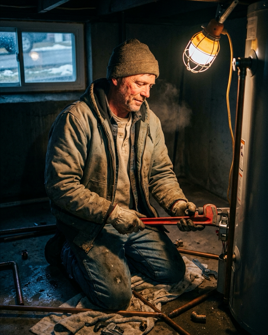 Representative photography from the Blog Post page — water heater job